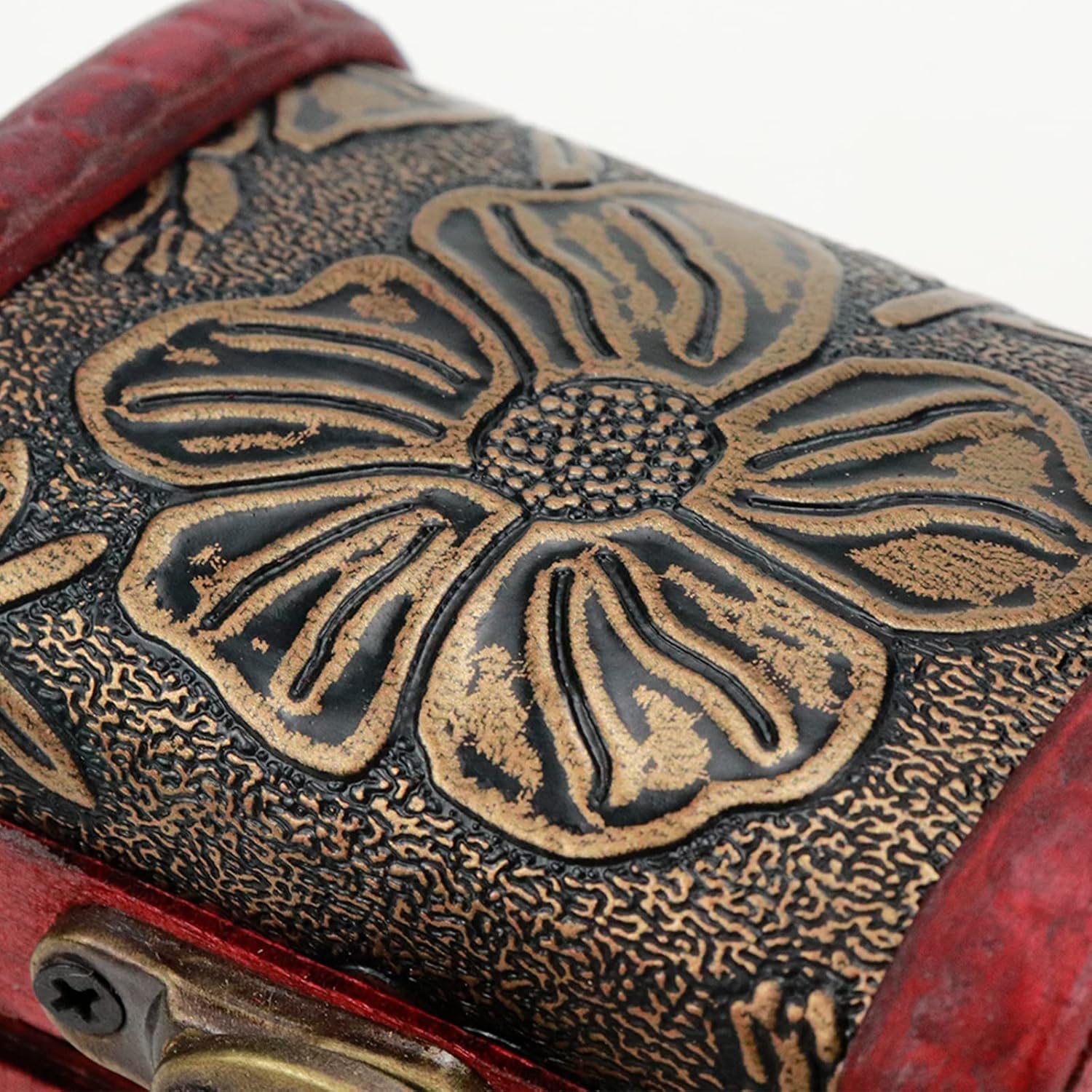 ヴィンテージジュエリーボックス | ベゴニアガラス蓋 |ブラック